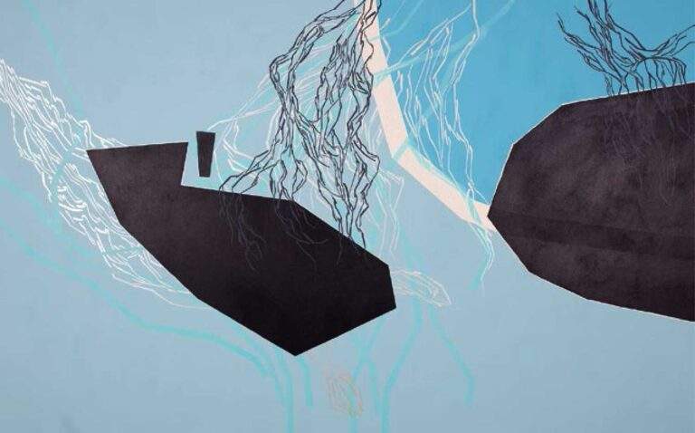 SparovecLucka_RibaInPodmornica_MesanaTehnikaPlatno_100x160_2018