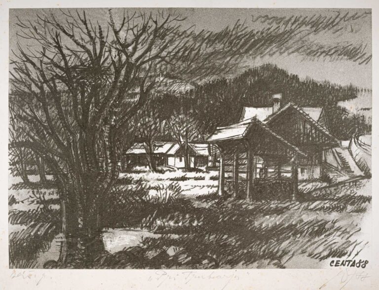 Centa_Joze_Pri Trubarju_Oglje na papir_37x26-5cm_1988_3kom_DSF1382