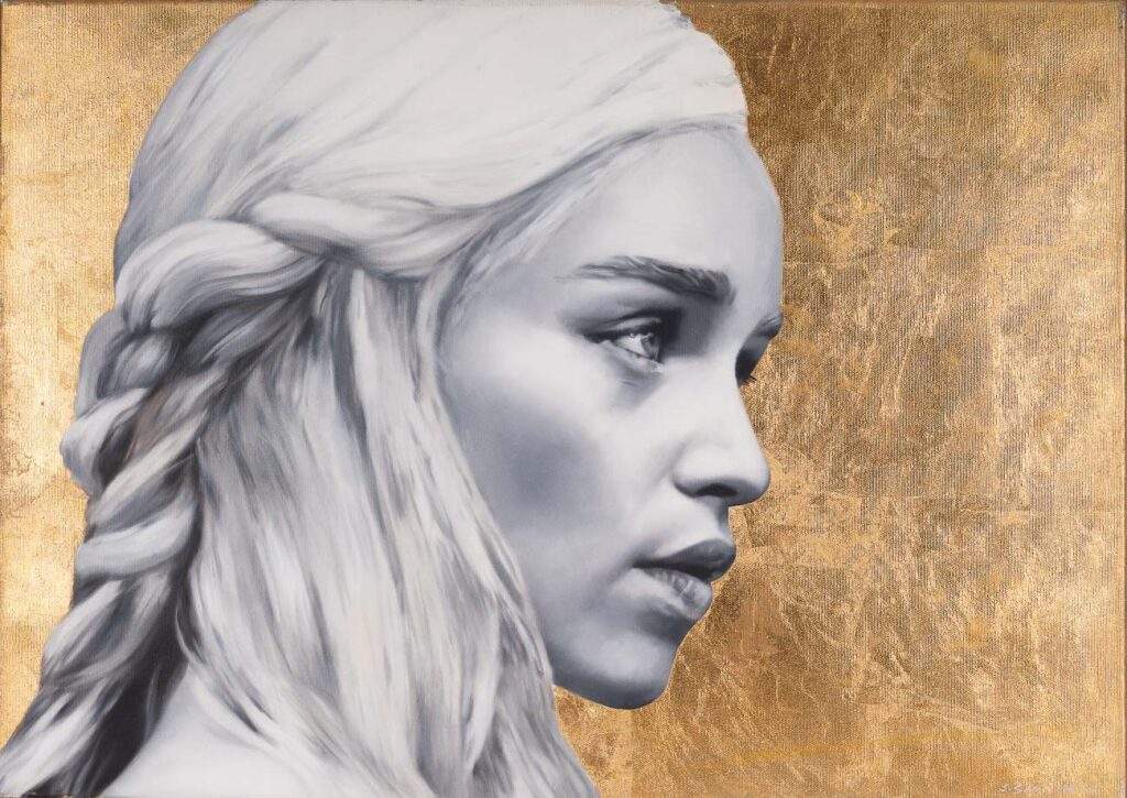 Sandrk Stjepan_Emilia_Olje platno_Zlati listici_50x70cm_2014_DSF4854